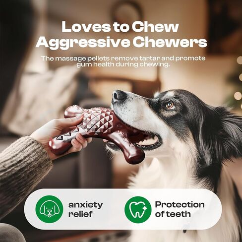 Dog Toys for Aggressive Chewers - Tough Dog Toy, Indestructible Dog Toy, Durable Tough Teething Toy for Puppies, Best Dog Boredom Toys, Interactive Toy for Cleaning Teeth and Massaging Gums, Bacon in Saudi Arabia