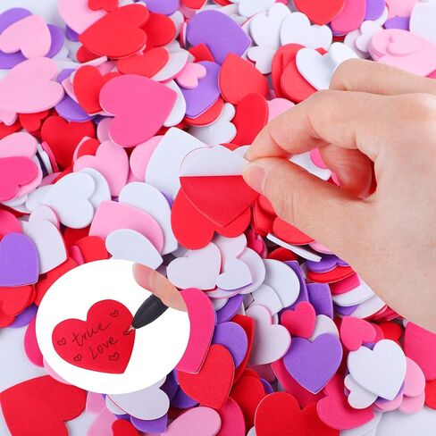 Cooraby 600 Pieces Heart Foam Stickers Self-Adhesive Heart Shaped Craft Stickers for Valentine's Day, Wedding Decoration or Card Making in Kuwait