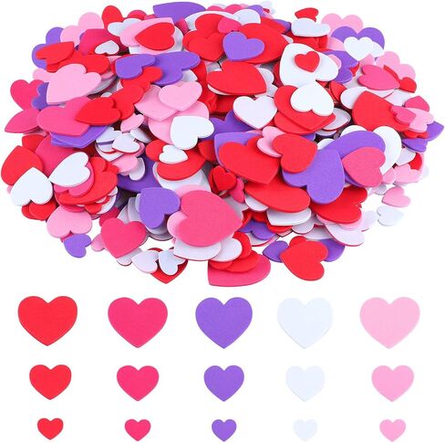 Cooraby 600 Pieces Heart Foam Stickers Self-Adhesive Heart Shaped Craft Stickers for Valentine's Day, Wedding Decoration or Card Making in Kuwait