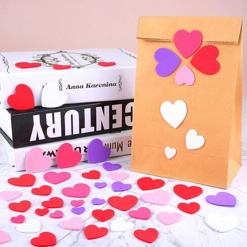 Cooraby 600 Pieces Heart Foam Stickers Self-Adhesive Heart Shaped Craft Stickers for Valentine's Day, Wedding Decoration or Card Making in Kuwait