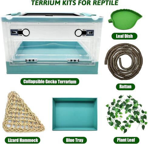 مجموعة أدوات زواحف قابلة للطي Hamailyi ، وأكياس المبتدئين في Gecko ، أقفاص الموائل الشفافة الشفافة للسحلية ، الإغوانا ، الأفعى ، التنين الملتحي ، السلحفاة ، الحرباء 15.6 "× 11.6" × 9.4 "أسود in Kuwait