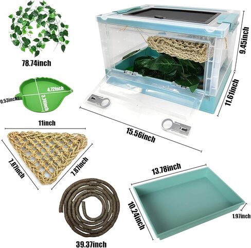 مجموعة أدوات زواحف قابلة للطي Hamailyi ، وأكياس المبتدئين في Gecko ، أقفاص الموائل الشفافة الشفافة للسحلية ، الإغوانا ، الأفعى ، التنين الملتحي ، السلحفاة ، الحرباء 15.6 "× 11.6" × 9.4 "أسود in Kuwait