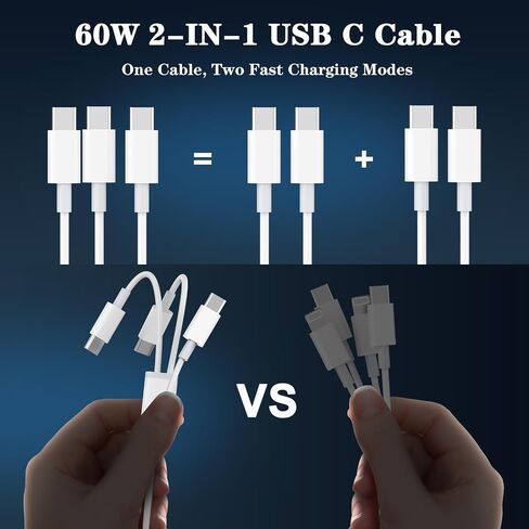 2 in 1 USB C to USB C/Lightning Cable Compatible for iPhone iPhone 16 15 14 13 12 11 XS XR X, 2 Pack 60W USB C Multiple Charging with Lightning/Type C Port iPhone Charger Cord Fast Charging Cable 6FT in Saudi Arabia