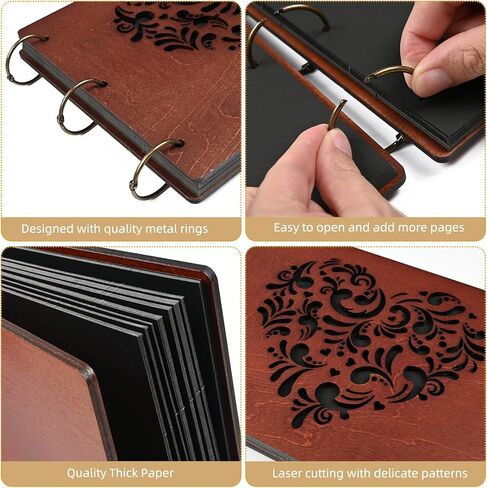 Scrapbooking Albums-Giiffu Wooden Photo Scrapbooking, DIY Personalized Travel Scrapbook,100 Page Journal Adventure Memory Photo Book, Gift for Newlyweds, Graduation, Wedding, Anniversary, Birthday in Kuwait