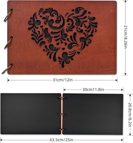 Scrapbooking Albums-Giiffu Wooden Photo Scrapbooking, DIY Personalized Travel Scrapbook,100 Page Journal Adventure Memory Photo Book, Gift for Newlyweds, Graduation, Wedding, Anniversary, Birthday in Kuwait