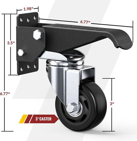 HOLKIE Retractable Casters Heavy Duty Casters with Lifting and Lowering Function Maximum Load of 700 lbs (4 casters) for Workbenches or Other Equipment in Saudi Arabia