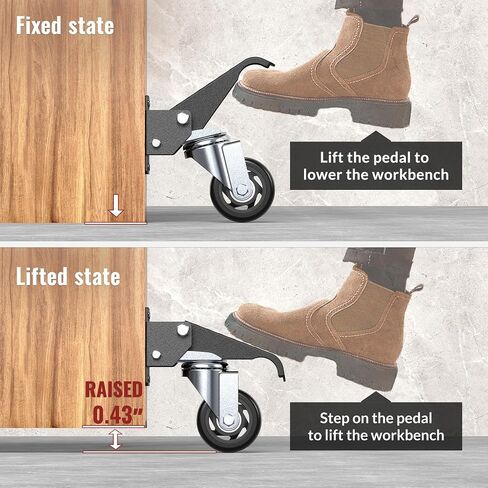 HOLKIE Retractable Casters Heavy Duty Casters with Lifting and Lowering Function Maximum Load of 700 lbs (4 casters) for Workbenches or Other Equipment in Saudi Arabia