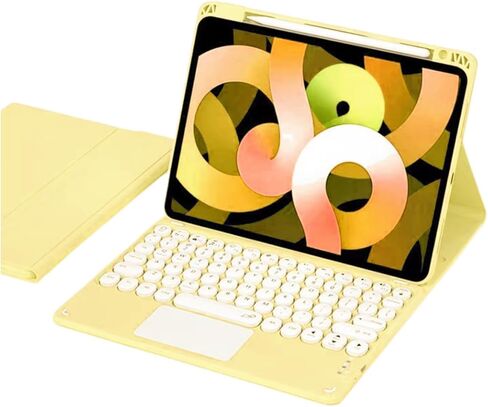 Keyboard Case for iPad (A16) 11th/iPad 10th Gen with Touchpad, Candy Color Round Keys Magnetic Detachable Keyboard with Multi-Touch Trackpad and Pencil Holder，Misty Blue in Saudi Arabia