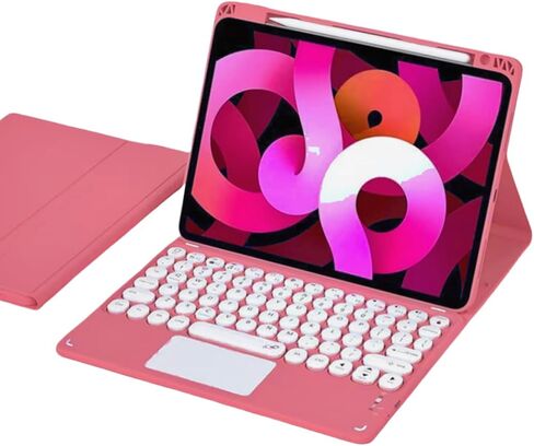Keyboard Case for iPad (A16) 11th/iPad 10th Gen with Touchpad, Candy Color Round Keys Magnetic Detachable Keyboard with Multi-Touch Trackpad and Pencil Holder，Misty Blue in Saudi Arabia