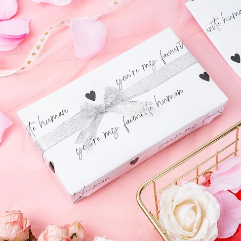 WRAPAHOLIC Valentine's Day Wrapping Paper Roll - 17 Inch x 33 Feet - Sweet Bee and Hearts Design Perfect for Valentine's Day, Wedding, Birthday in Saudi Arabia