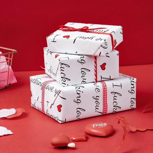 WRAPAHOLIC Valentine's Day Wrapping Paper Roll - 17 Inch x 33 Feet - Sweet Bee and Hearts Design Perfect for Valentine's Day, Wedding, Birthday in Saudi Arabia