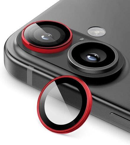 IPG Prolens CD CD Frame Camera Lens Protector for iPhone 16/16 Plus ، فئة من ألومينا سيليكات فئة ، وضوح HD ، غطاء عدسة الكاميرا الفردية المقاومة للخدش لـ IPH16/+CDRED in Kuwait