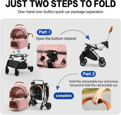 Pet Carrier Stroller 4 Wheels - Easy-Fold Dog Cat Stroller for Small Medium Dog Cats Carrier, Travel Folding Carrier Breathable and Visible Mesh with Cup Holder（Blue） in Saudi Arabia