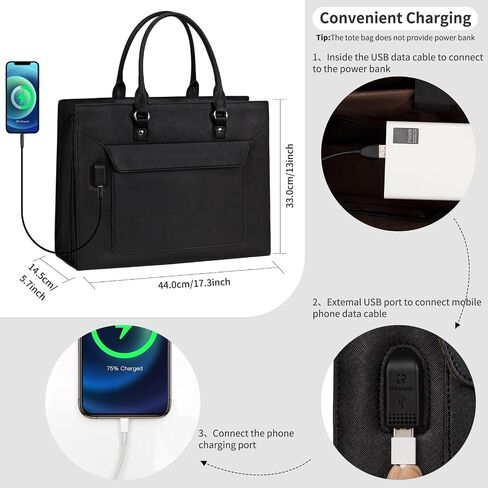 Laptop Tote Bag for Women, 15.6 inch Laptop Bag, Large Capacity Teacher Tote Bag, Lightweight Work Bags for Women with Multi Pockets, Computer Messenger Shoulder Bag Handbag Business Office Work Bag in Saudi Arabia