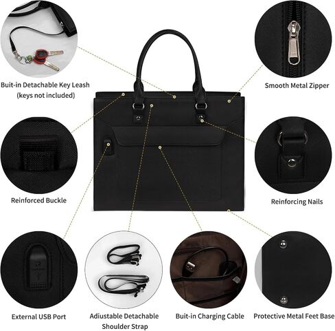 Laptop Tote Bag for Women, 15.6 inch Laptop Bag, Large Capacity Teacher Tote Bag, Lightweight Work Bags for Women with Multi Pockets, Computer Messenger Shoulder Bag Handbag Business Office Work Bag in Saudi Arabia
