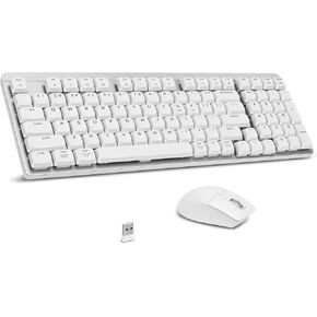 LeadsaiL FA98 Wireless Mechanical Keyboard and Mouse, 2.4Ghz Cordless Mechanical Keyboard and Silent Mouse, Low-Profile Red Switch, 98-Key Compact Slim 96% Keyboard for Windows/MacOS PC Laptop - Pink