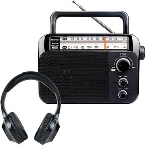 Retekess TR604 Battery Operated Radio Portable, AM FM Radios Plug in Wall,Retekess TR104 Plus FM Radio, Retractable and Lightweight, Headphones with AUX Input, Battery Powered, Easy to Use in Mowing