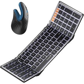 ProtoArc XK01 Plus Backlit Foldable Keyboard and Ergonomic Mouse Blue