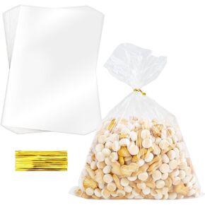 Cellophane Treat Bags, Cellophane Bags, 120 PCS Clear Cellophane Bags, 6x10 Inch Plastic Cellophane Gift Bags Cookie Bags Candy Bags with Twist Ties for Gift Wrapping Packaging Party Favor Supplies in Kuwait