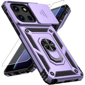 Weycolor for Moto G Stylus 2025 Case with Camera Lens Cover, HD Screen Protector, 10 FT Military Grade Drop Protection, Magnetic Ring Holder Kickstand Protective Phone Case, Navy Blue
