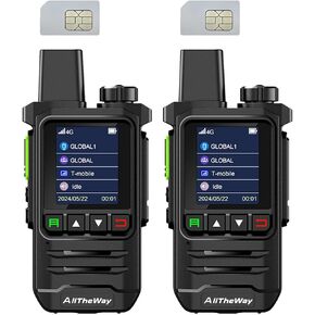 Global Walkie Talkies Unlimited Range 4G PTT Radios Nationwide Handhold Long Distance Two Way Radio Portable Radios with Flashlight for Family and Work Teams(2 Pack with SIM)