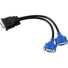 JTLB Vga Splitter for Two Monitors Vga to Splitter 32×10×2 DMS - 59 Pin Male to 2 Vga 15 Pin Female Splitter Adapter Cablewire for Monitor