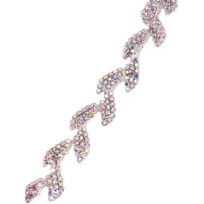 Fancy Crystal Trim by The Yard Sparkly Rhinestone Applique for Wedding Party Decoration Luxury Rhinestone Trimming Banding Bridal Costume Embellishment (1 Yard Gold AB)