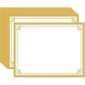 100 Sheets Gold Foil Certificate Paper for Printing - 8.5" x 11" Customizable Blank Cardstock with Border for Diploma, Certificates, Participation Awards