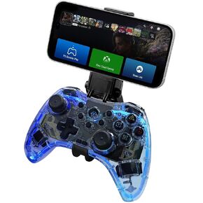 وحدة تحكم الألعاب المحمولة Joso لأجهزة iPhone وAndroid وPC وNintendo Switch وPS4، مع ضوء LED واهتزاز مزدوج/6 محاور جيروسكوبية/برمجة ماكرو/Turbo، لوحة ألعاب لأجهزة Android/iPhone، مع حامل هاتف