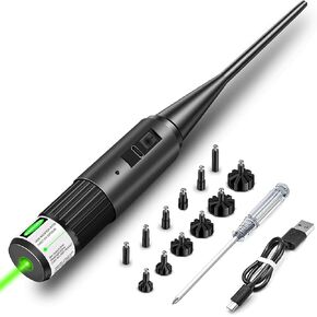 Rechargeable Bore Sighter for .177 to 12GA Caliber Rifle and Handgun Universal Hunting Red/Green Dot Boresight Kit with Press Switch Bore Sight with Charging Cable