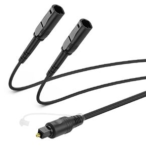 MEIRIYFA Digital Optical Splitter Adapter Cable 1 in 2 Out, Toslink Digital Fiber Optic Audio Splitter 1 Male Input 2 Male Output Cable for Home Theater,TV,Receiver,Sound Bar - 1M