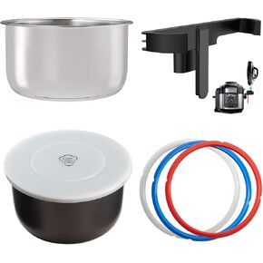 Goldlion Accessories for Ninja Foodi 8 Qt, Stainless Steel Inner Pot, 3 Packs Sealing Rings, Lid Holder and Inner Pot Cover