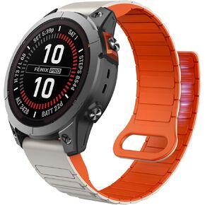 ISABAKE 26mm Strong Magnetic Bands Compatible for Garmin Fenix 8 51mm/Fenix 7X / Fenix 6X / Fenix 5X/Enduro 2, Quick Fit Silicone Wrist Strap for Fenix 8/7/6/5/Forerunner 935/945/Epix Gen 2