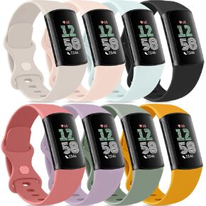 Vancle Band for Fitbit Charge 6 Bands/Fitbit Charge 5 Bands Women Men[8 PACK], Classic Soft Sport Straps Wristbands