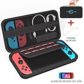 حالة متوافقة مع Nintendo Switch 1 و 2/Switch 1 و 2 OLED ، 2025 حقيبة حمل محدثة للمفتاح 2 مع حامي شاشة زجاجي مقسى ، وغطاء واقعي لـ NS1 و 2 ، خفيف الوزن لجميع الإصدارات