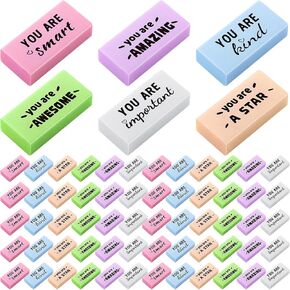 180 Pcs Inspirational Erasers for Kids Bulk Pencil Erasers, Back-to-School Gifts Motivational and Cute Supplies for Students Classrooms, Drawing, Back to School(Macaron)