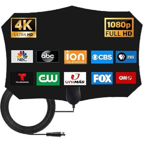 TV Antenna for Local Channels Long Range, 2025 Upgraded Digital TV Antenna for Smart TV Indoor, 360 Reception Portable, Support 8K 4K 1080P All TVs
