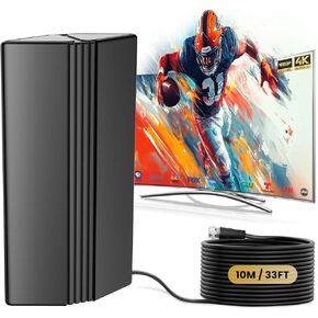 2025 TV Antenna Indoor/Outdoor 1800+ Miles - Digital HDTV Antenna with Signal Booster for Smart TVs, 4K 1080p & Local Channels, 33ft Coax Cable