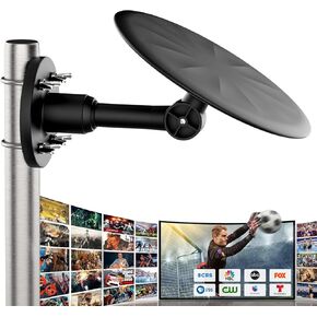 Outdoor TV Antenna - HD Digital Antenna, Long Range Smart TV Antenna, Supports 4K 1080p VHF UHF, Attic or Outdoor, Weather Resistant, 32.8ft Cable (Black)