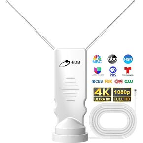 2025 Upgrade TV Antenna, Long Range Indoor Rabbit Ears Antenna - Supports 360° Reception, 4K 1080p HD, VHF UHF, Free HD Channels for All Smart/Old TVs