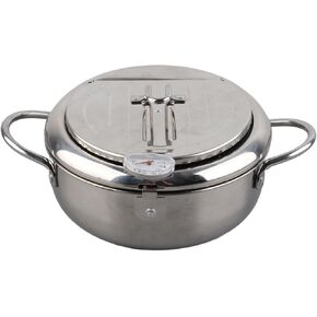 Japanese Mini Stainless Steel Frying Pot with Thermometer Induction Cooker Compatible Cookware Set Ceramic Kitchen Tools for frying (20cm)