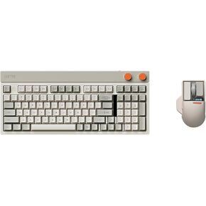 LOFREE Block Wireless Mechanical Keyboard Mouse Set, 98 Keys Rechargeable Hot-swappable Keyboards with 3 Types Connection for Windows, Mac OS/Rero knobs for Volume Control, Mode Shift, eyeable Panels