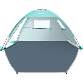 Beach Tent Sun Shelter for 3 Person with UPF 50+ UV Protection, Lightweight & Easy Setup Beach Shade Canopy with Vent Windows & Zippered Door