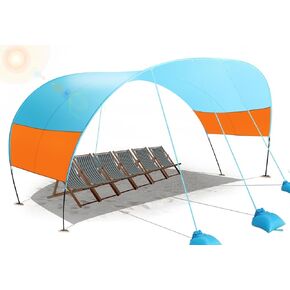Beach Canopy Sun Shade, Beach Shade Canopy Wind Sail Camping Sun Shelter Lightweight Beach Tent Beach Sun Shelter Easy Setup Outdoor Shelter for Beach, Camping, Fishing, Backyard and Picnics