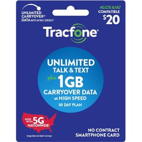 TracFone $20 Unlimited Talk, Text, 1GB Data 30–Day Plan