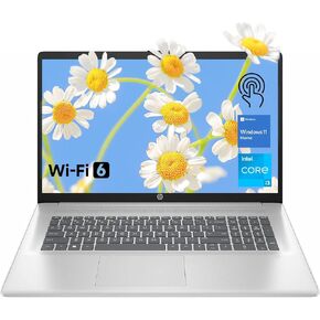 HP 17.3" Touchscreen Laptop, Intel Core i3-N305, 32GB RAM, 128GB eMMC + 1TB SSD, Numeric Keypad, Webcam, HDMI, Wi-Fi 6, Windows 11 Home, Silver
