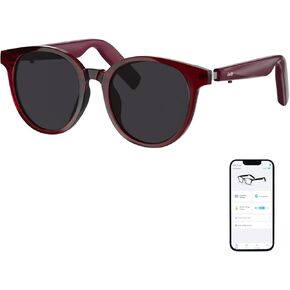 Smart Sunglasses, Round Polarized Lens Bluetooth Glasses for Women and Men with Speaker, Music Glasses AI Translator, 11H Battery Life, Voice Control, Smart Eyewear for Travel Driving Meeting