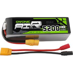 OVONIC 22.2V 100C 5200mAh 6S Lipo Battery with XT90 and AS150 Plug for RC Car Boat Truck Helicopter Airplane Racing Models