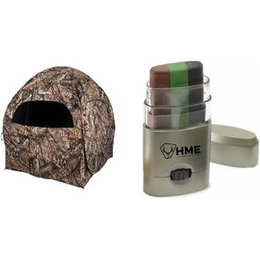 Ameristep Doghouse Run & Gun Hunting Blind | Lightweight 2 Person & HME 3 Color Camo Face Paint Mess-Free Application Stick - Long-Lasting Easy-to-Use Concealment Makeup for Hunting