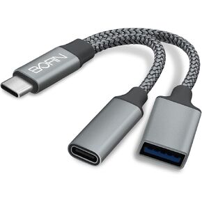 2-in-1 USB C إلى محول USB OTG وكابل الشاحن-5V إلى 20 فولت الإدخال/الإخراج ، PD Fast Charge مع iPhone 16 15 Pro Max ، Galaxy S24 S22 S22 ، Pixel 9 8 7 ، iPad Pro ، MacBook Pro/Air